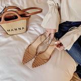 Zingj Wear Who Look Good ~ Small Senior Sense!! French Retro Pointed Hollow Out With Thick Heel Baotou Fashion