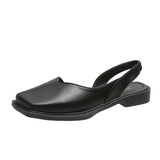 Zingj New Style Head Cover Square Heel Sandals Comfortable Flat-Soled Fashionable Square Head Ma Lizhen Sandals 211-0-Outfit