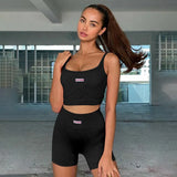 sports shorts two-piece sling top casual fashion slim suit sportswear two-piece sports shorts cycling yoga