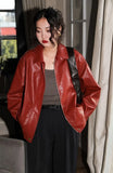Red Faux Leather Jacket-Outfit