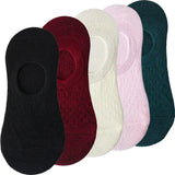 pieces = 5 pairs Women Invisible Solid Color Socks Slippers Ladies Polyester Cotton Non-slip Silicone Ankle Socks