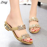 New women shoes slippers summer beach sandals Fashion women Rhinestone outdoor slippers flip flops shoes women