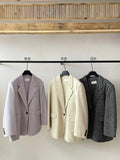 [Daihe] Winter New Casual Lapel Loose Rabbit Velvet Handmade Double-Sided Suit Jacket Female H7456-Outfit