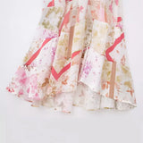 Spring Translucent Spliced Lace Dress With Printed Suspenders