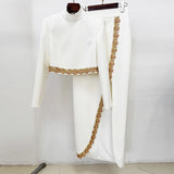 Star Fashion New Heavy Industry Embroidered Studs Short Blouse Dress Set Two