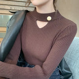 Zingj Machine Hollow Out Bottom Sweater Female Winter 2023 New Fat Sister Age Reduction Show Thin Simple Wind Knit