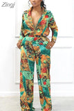 Pieces Women's Sets 2023 Summer Autumn Flower Print Blouse Shirt Suit Tops And Pants Suits Two Piece Set Tracksuit