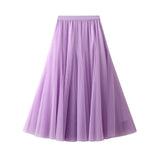 Long Yarn Skirt Half Dress Girl Autumn And Winter High Waist Long Net Yarn Skirt 100 Folding Skirt A Skirt Fairy Dress