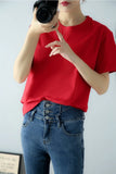 New Women's 100% Cotton Solid Color Comfortable Short-Sleeved T-Shirt Sweat-Absorbing Breathable Thin Tops