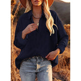 Women's Blouse Solid Flannel Collar Long Sleeve Loose Casual Pullover Shirt with Pockets 2022 Spring New Corduroy
