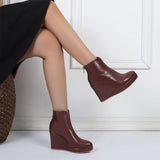And Winter Slope And Thick Bottom High Heel Tip Fashion Rubber Boots Black