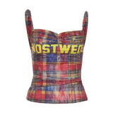 2025 Autumn New Women's Clothing Jennie The Same Design With The Color Letter Lattice Print Repair