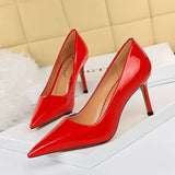 Zingj Simple High Heel Bright Finish Paint Leather Shallow Mouth Tip Sexy Show Thin Professional OL High Heels Single
