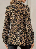 Top 2025 Spring New Leopard Print Tie With V-Neck Temperament Long-Sleeved