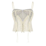Zingj Mesh Perspective Design Slim Chest Condole Shirt 2023 New Pure Desire Gray Vest Without Bead