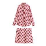 Loose Sagging Long-Sleeved Casual Shirt 9878100 Printed Half Skirt 9878100