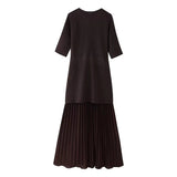 Women's Explosive Temperament Fashion Chiffon Splicing Under The Balance Of Short Sleeves Round Neck Short Sleeve