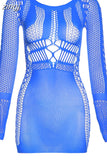 Sexy See Through Hollow Mini Dresses Women O-Neck Off Shoulder Skinny Midnight Party Clubwear Skirts Female