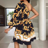 Zingj New Fashion Off-The-Shoulder Waist Print Women's