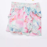 Spring Laminated Decorative Print Mini Suspender Dress