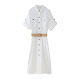 Lapel Dress Single-Breasted High-Waisted Thin Single-Breasted