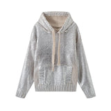 New Metal Color Hooded Hooded Knitted Sweater