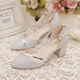 Spring New One-Word Buckle Head Sandals Women's Korean Version Of Thick Heel High Heels Tips Hollow Daily Women's