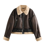 New Belt Trimmed With Fur Integrated Short Jacket
