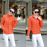 Jacket Women Parkas Light Outerwear solid Coats Short Female Slim Cotton padded basic tops