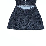 Autumn New Spicy Girls Sexy Slim Hip Skirt Fashion Flocking Lace Hollowed-Out Dress