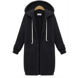 Casual Women Long Hoodies Sweatshirt Coat Zip Up Outerwears Hooded Jacket for Female Work Wear Plus Size S-5XL