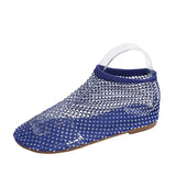 Summer New Round-Headed Sandals Hollowed-Out Network Celebrity Diamond-Encrusted Short Boots Summer Sexy Large-Size Flat
