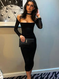 Double Layers Mesh Sexy Summer Dress Women 2022 Strapless Long Sleeve Bodycon Midi Dresses Solid Elegant Party