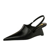 Zingj Retro Fashion High Heel Wedge Deep Head Shoes Hollow Out Back Trip Belt Sandals High Heels Women's