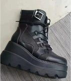 And Large-Size Flat Bottom With Martin Boots Women's Autumn And Winter Water Table Thick-Bottom Gothic-Style Boots Women