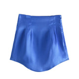 Pure Color Simple Silk Satin Sensitive Mini Skirt In