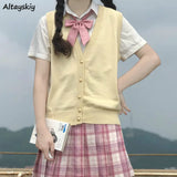 Women Sweater Vests Embroidery V-neck Preppy Style Fashionable All-match Ulzzang Schoolgirls JK Streetwear Kawaii Sweet
