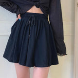 Women Shorts Wide Leg Chic Draped Comfort Summer Loose Leisure Korean Style Bottom Drawstring Pockets New Simple High