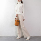 Pure Wool New Wide-leg Pants Autumn And Winter Thickening Striped Mopping Pants Women Loose Large Size Knitted Long