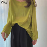 Sleeve T-shirts Women Baggy Sun-proof Colorful Pure O-neck Breathable Autumn Design Cozy Casual Prevalent Basic Feminino