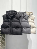 Goose Down Down Vest Female 2024 Autumn / Winter Fashion High Luxury Puff Feeling Hooded Vest To Wear Thickened Vest Tide-Outfit