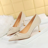 Zingj Stylish And Sexy Club Show Thin Heel, High Heel, Shallow Pointed Bow Women's Single