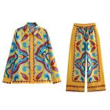 Summer Halter Scarf Blouse Printed Vertical Trousers
