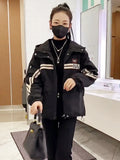 European Goods Burst Coat Female 2024 Autumn New Korean Version Splicing Storm Jacket Loose Fashion Foreign Style Hooded Jacket-Outfit