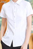 Cotton Shirts Women White Shirt Office Lady Solid Pink Shirts Blouse Casual Woman Basic Blouse Tops Fashion Women
