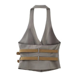 Spring Style With Belt Collar Vest 1255882 Pleated Pants