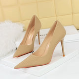 Zingj Korean Version Of Fashion Delicate Show Thin And Sweet High-Heeled Shoes With Super High Heel Shallow Mouth Pointed Single Shoes Women's