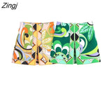 New Women Holiday Wind Totem Leaves Print Split A Line Skirt Faldas Mujer Female Side Zipper Casual Slim Vestido