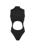Sleeveless Cutout Black Bodysuit-Outfit