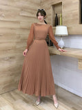 Zingj Pressure-Sensitive Fold Waist To Show Thin Temperament Light Mature Style Women's Dress New French Dress In Spring Long Pleated